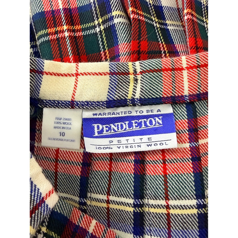 Pendleton Virgin Wool Pleated Skirt Womens 10P Red Tartan Plaid Wool USA Preppy - Picture 4 of 11